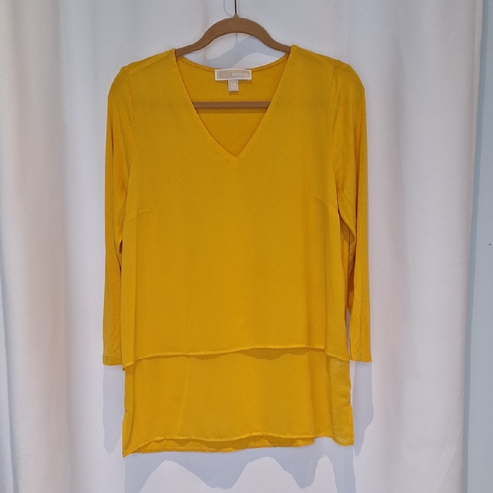 Michael Kors Lemon Yellow 3/4 Sleeve Tunic Size PM